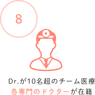 Dr.が10名超のチーム医療各専門のドクターが在籍